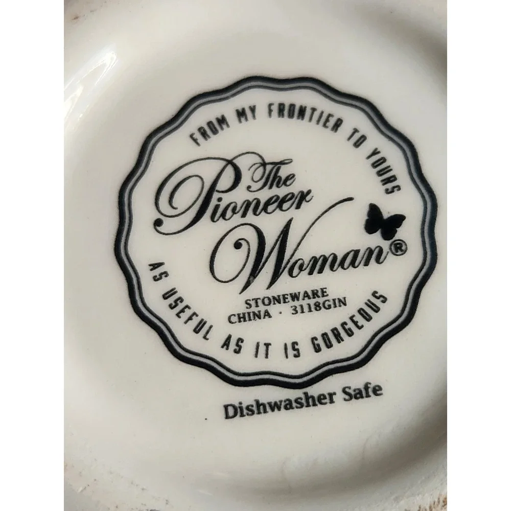 Set of 4 ceramic nesting measuring bowls Pioneer Woman Floral Colorful Scalloped